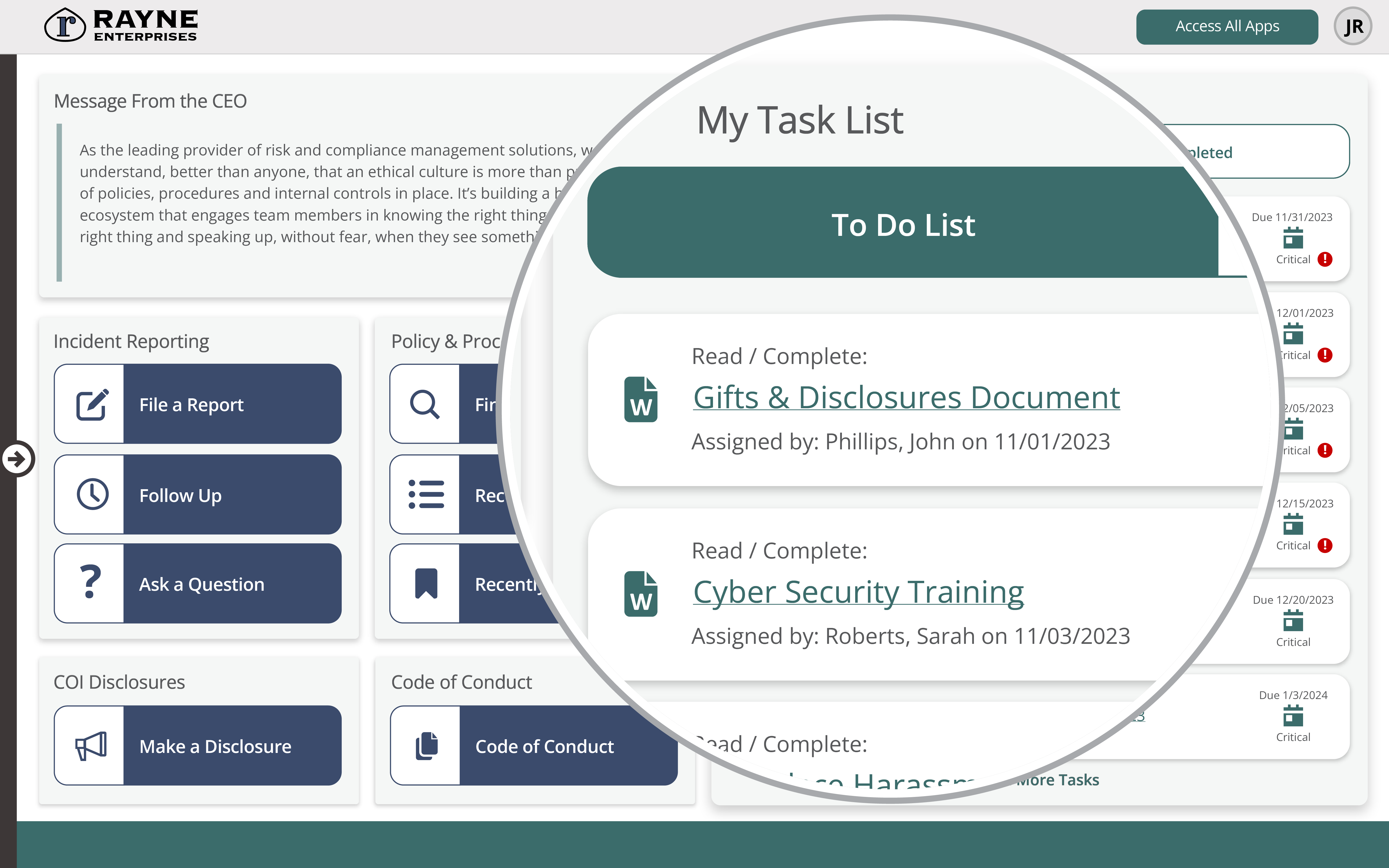 NAVEX Compliance Hub in action