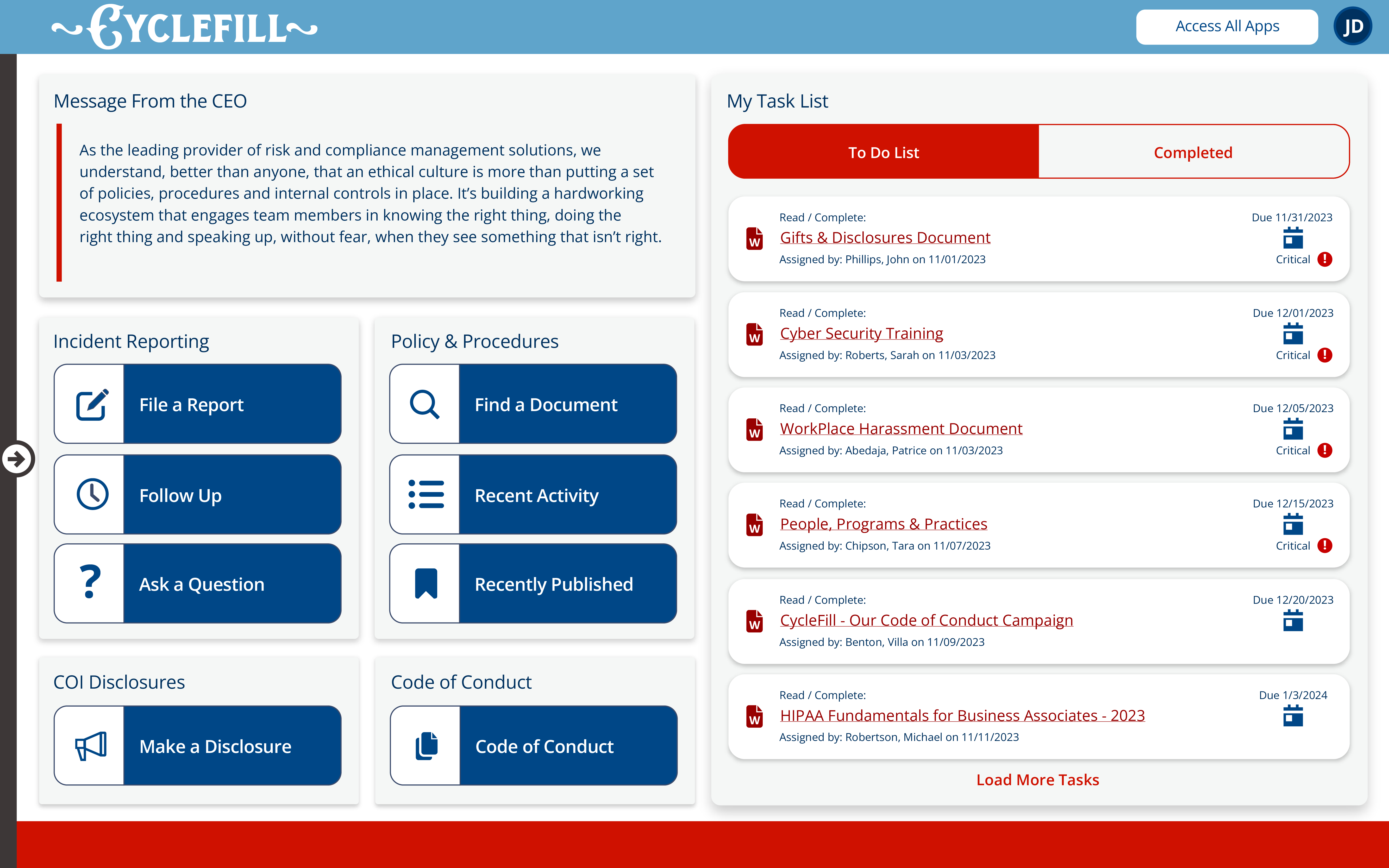 NAVEX Compliance Hub in action