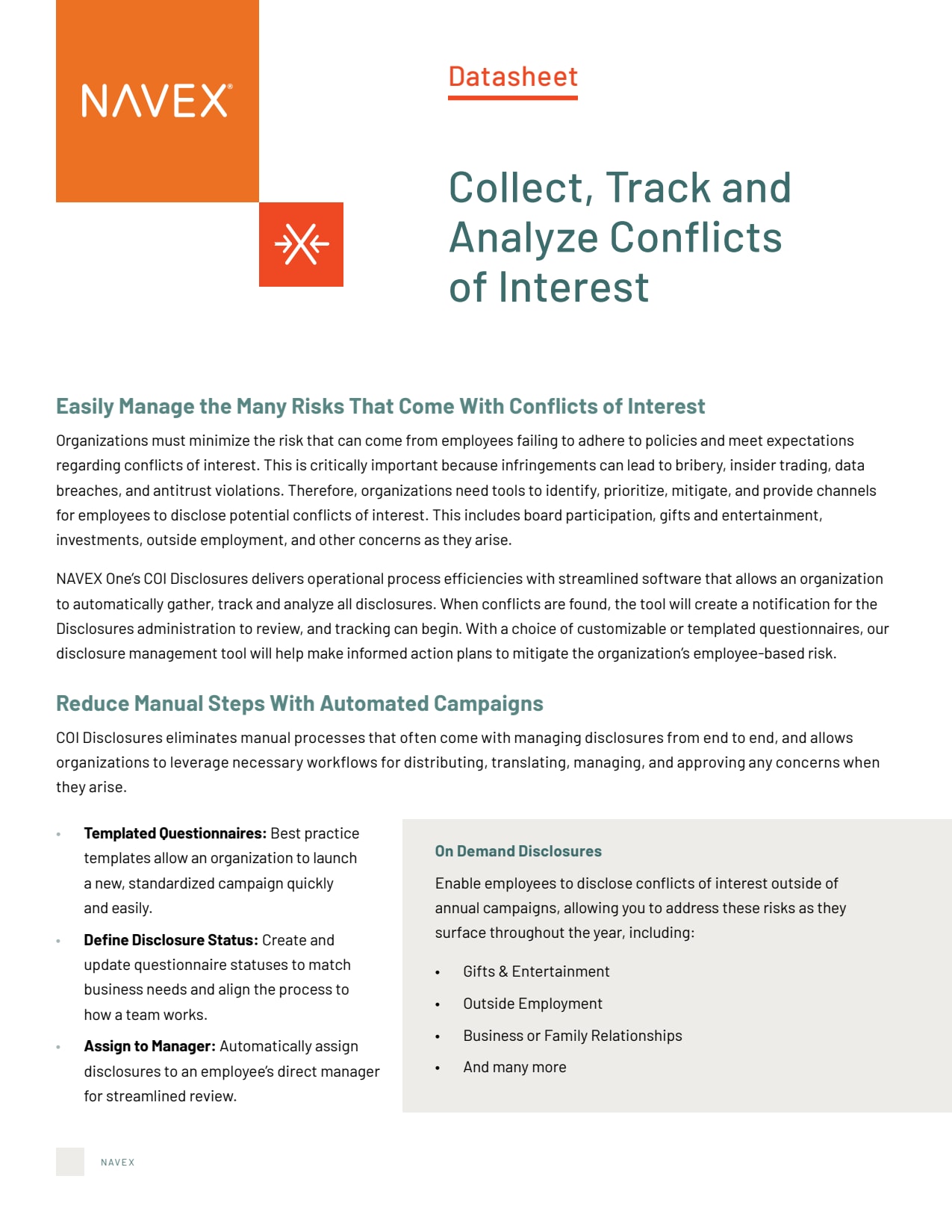 Datasheet: Collect, Track & Analyze Conflicts of Interest