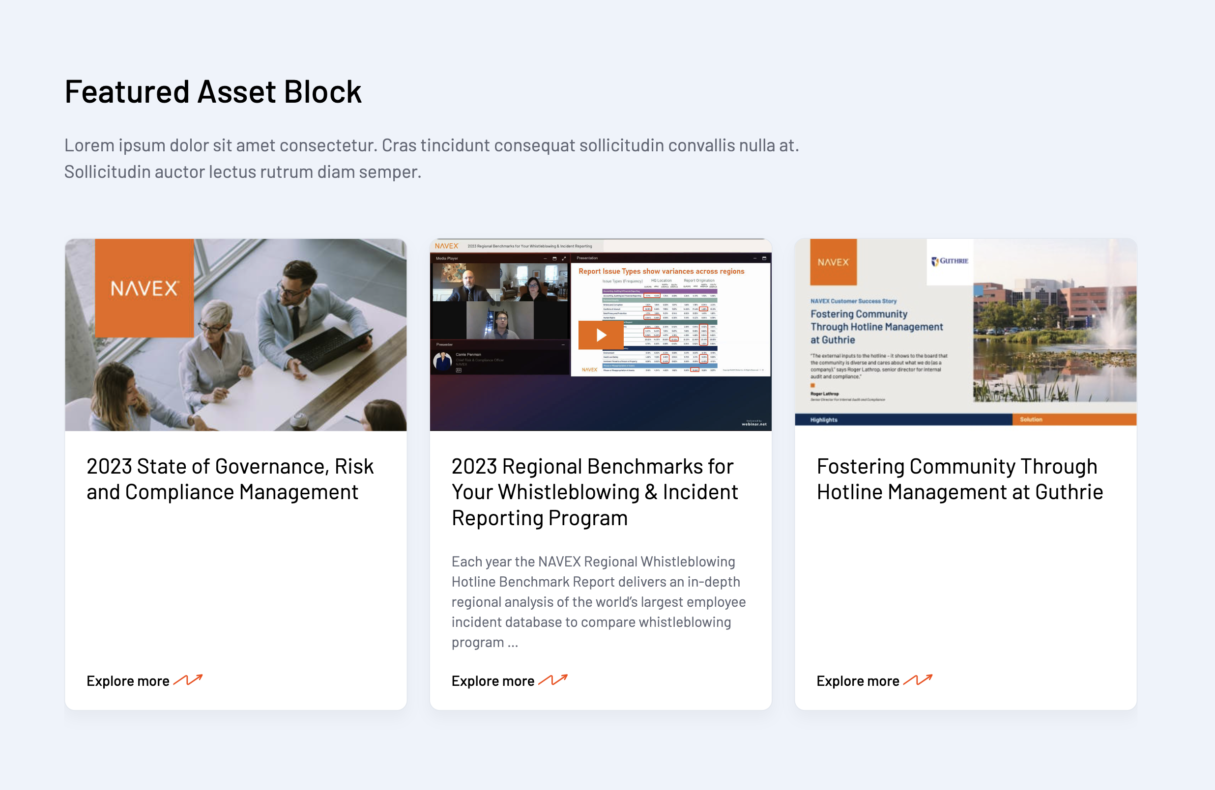 Screen capture of a sample [New] Featured Content - Automated block specimen.