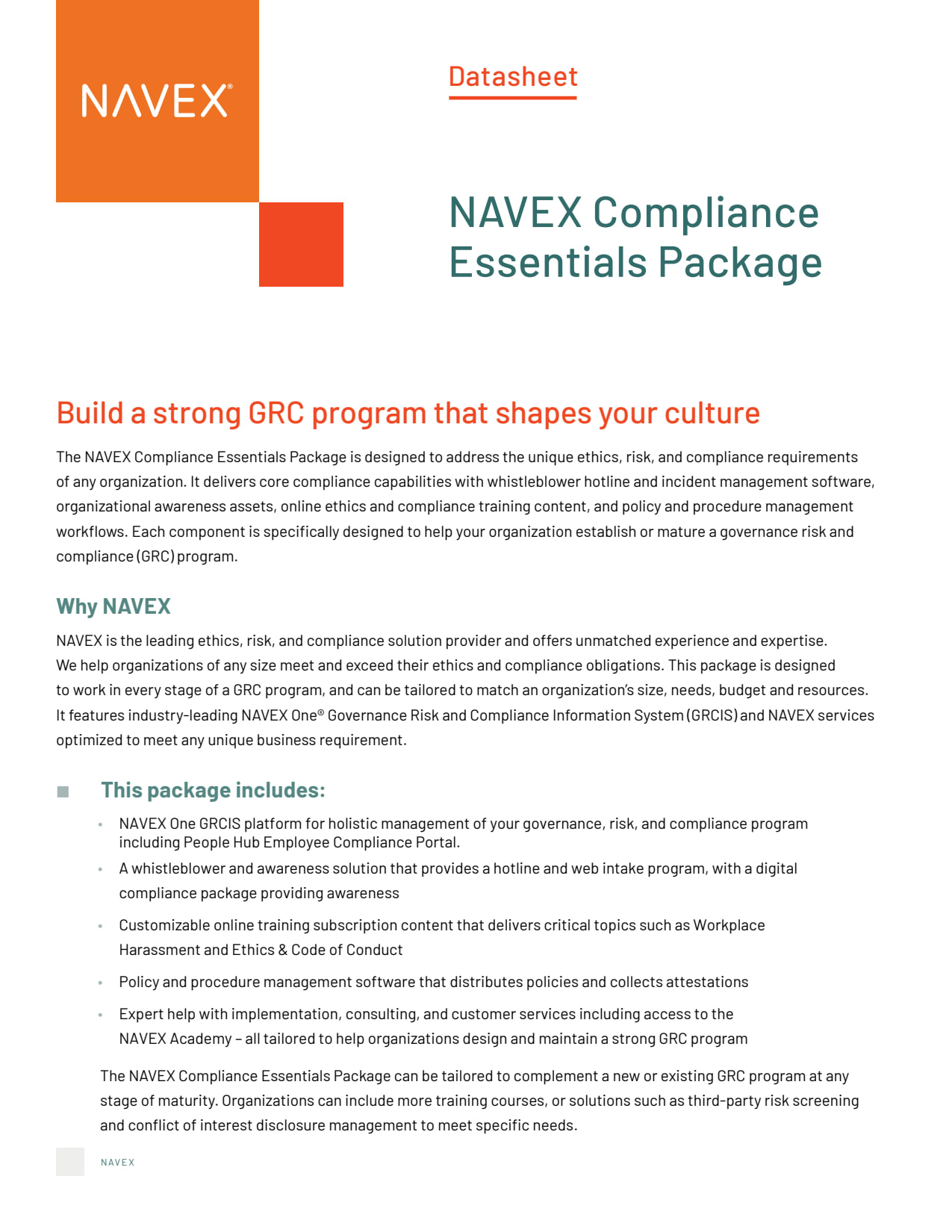 NAVEX One Compliance Essentials Package
