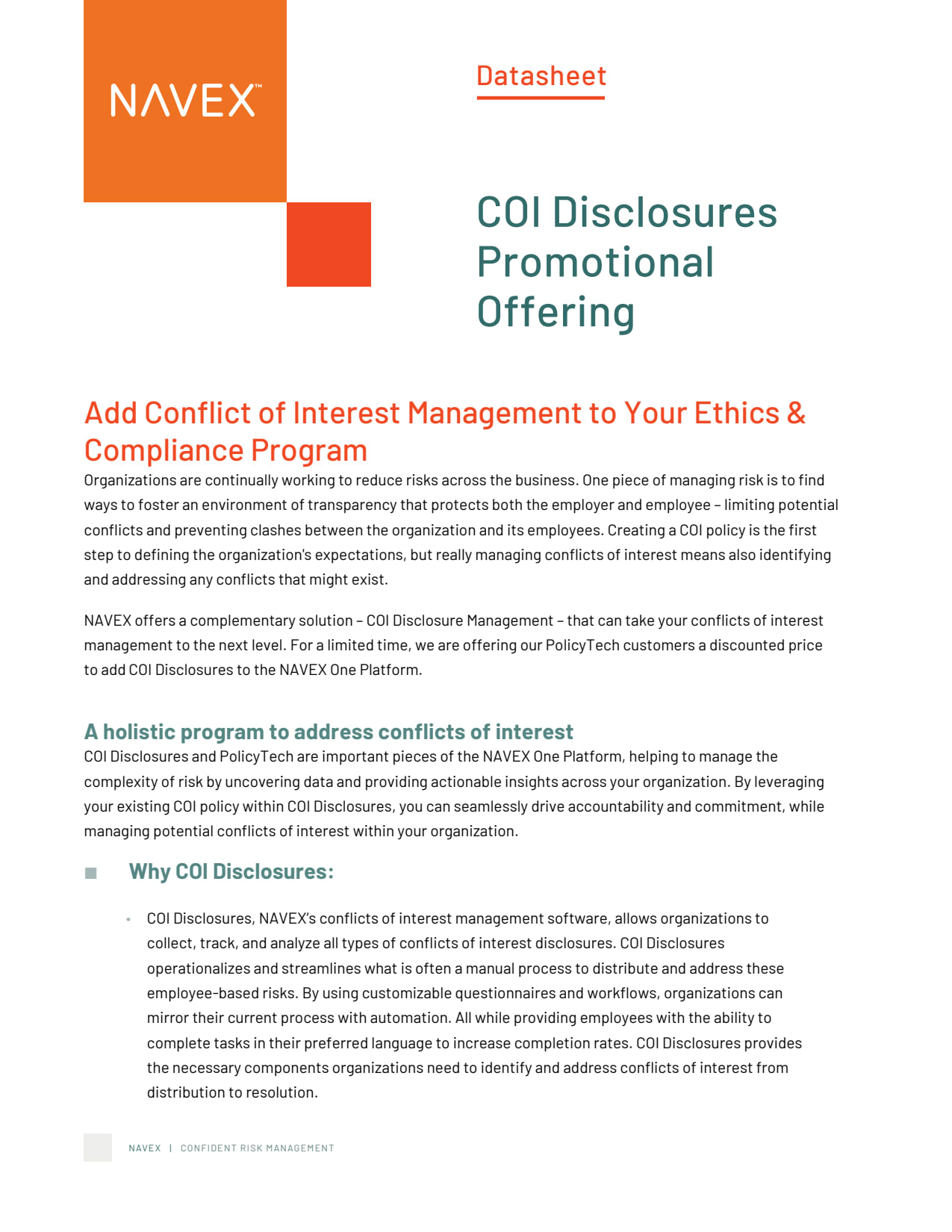 NAVEX COI Disclosures Promotional Offering