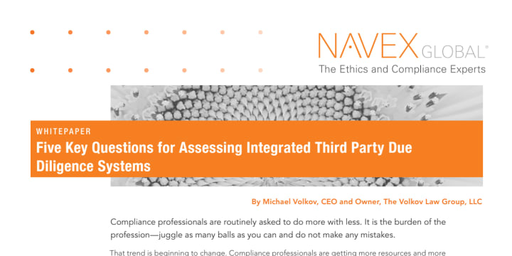 Five Key Questions for Assessing Integrated Third Party Due Diligence Systems
