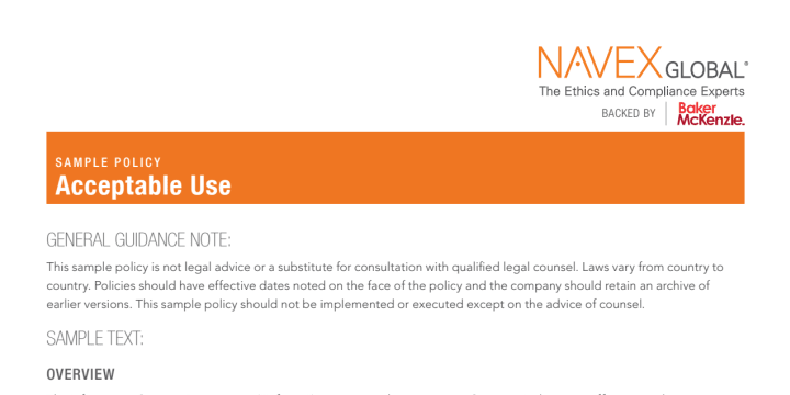 Acceptable Use Sample Policy