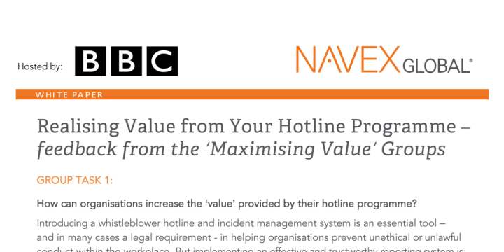 BBC Whistleblowing Hotline Forum-Feedback on Maximising Value Groups.pdf