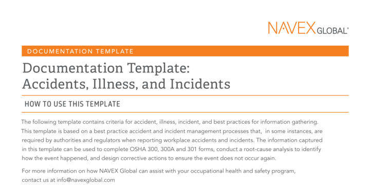 Documentation Template: Accidents, Illness, and Incidents