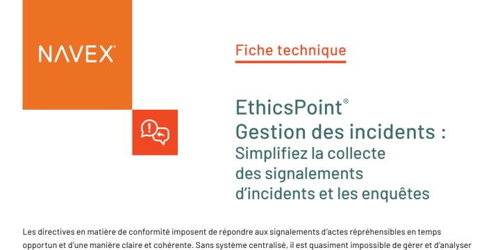 EthicsPoint® Fiche d’information sur la gestion des incidents