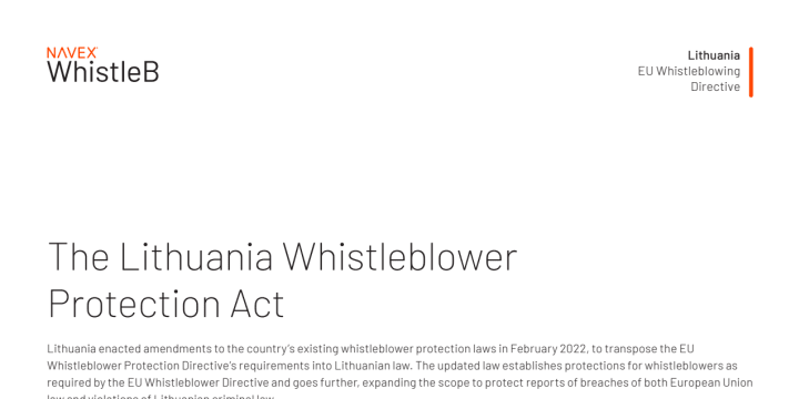 The Lithuania Whistleblower Protection Act