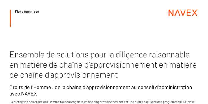 Ensemble de mesures de diligence raisonnable en matière de chaîne d'approvisionnement